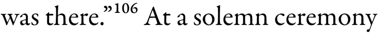 Snippet from text of book showing lining figure for superscript note number 106.