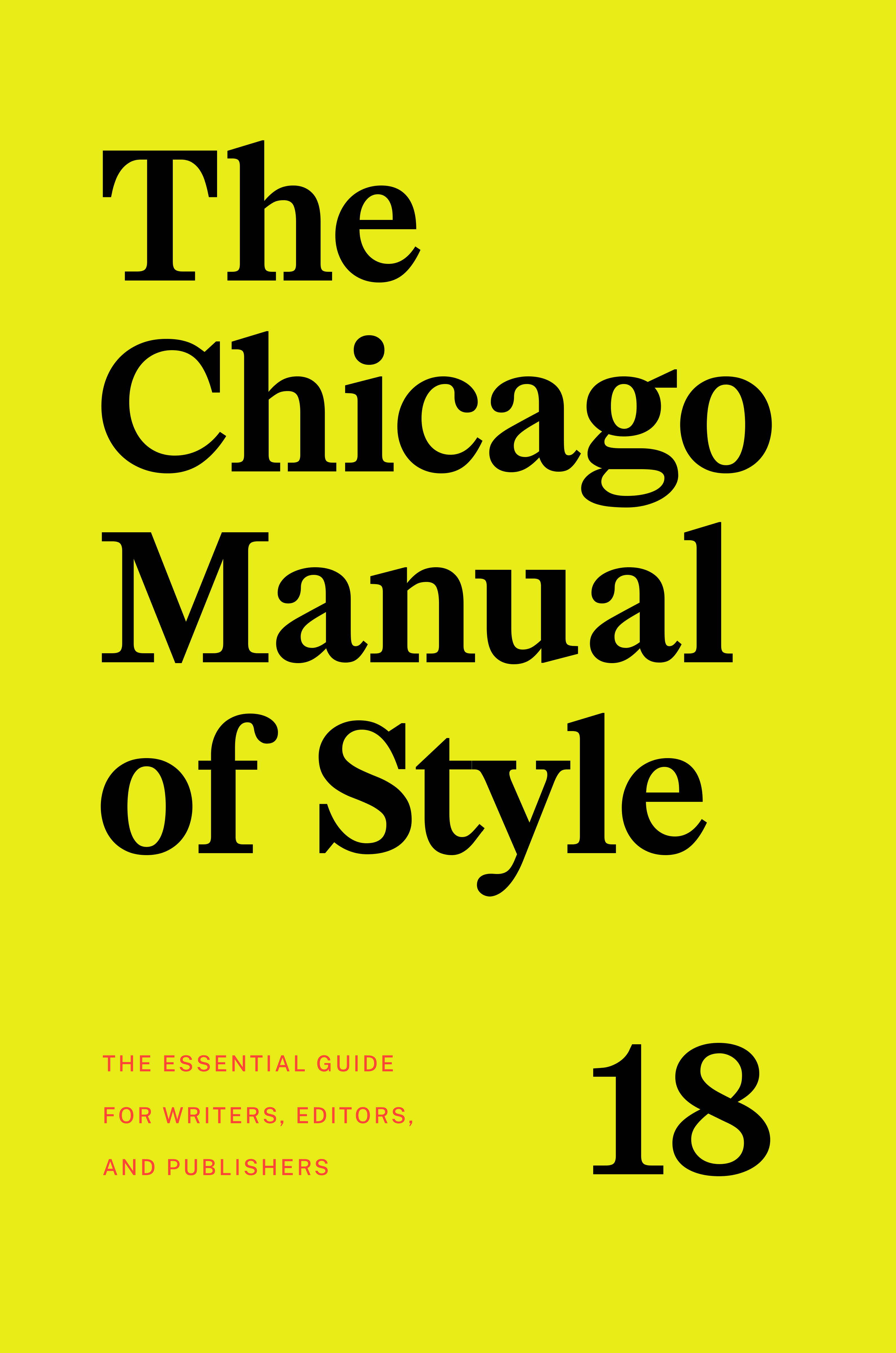 Cover of The Chicago Manual of Style 18th Edition Yellow with black text